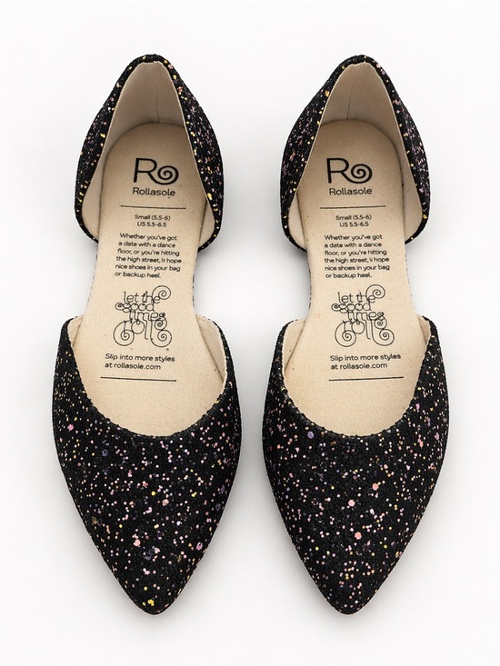 Rollasole Shoes - Rollasole Glitter D’Orsay Flats Womens Size Small 5.5-6 Black Sparkle Shoes